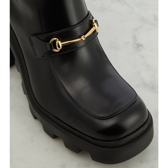 Gucci Horsebit Bootie 38/ US 8 Black Leather Platform Ankle Boots NIB $1,590 - Picture 5 of 16